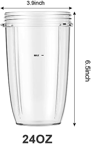 24oz Blender Cups with Flip-Top Lids Replacement