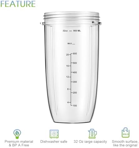 New Blender Cup and Blade Replacement Parts 32oz