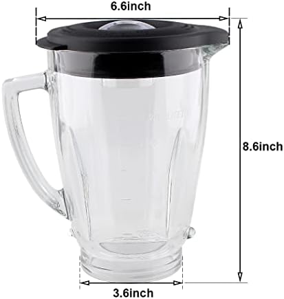 Joyparts Glass Jar with Lid for Oster Pro 1200 Blender