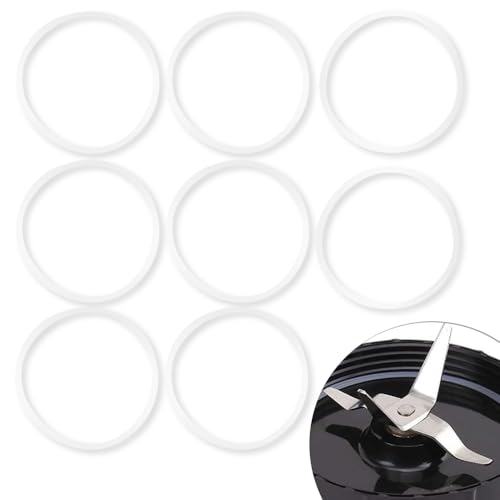 8 Pcs White O-Ring Rubber Gasket for Blender Replacement Sealing