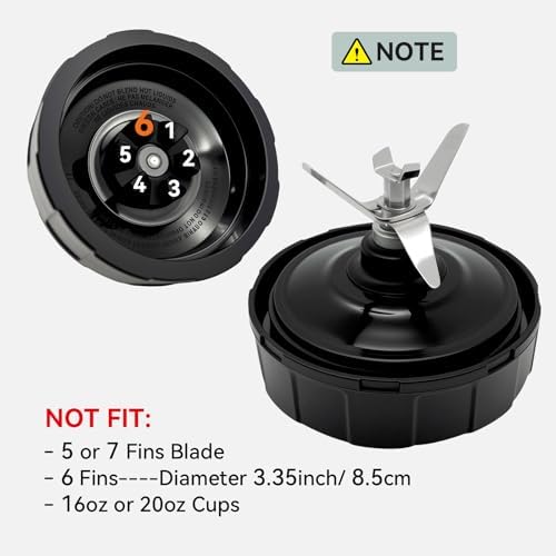 6 Fins Blender Blade Replacement for Ninja 900W 1000W