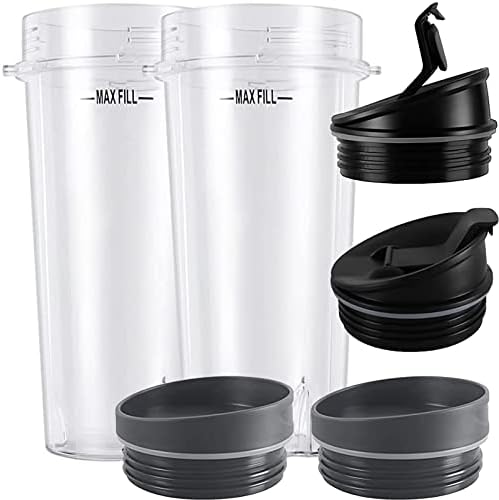 2-Pack Blender Replacement Cups with Sip Seal Lids for Ninja Blenders