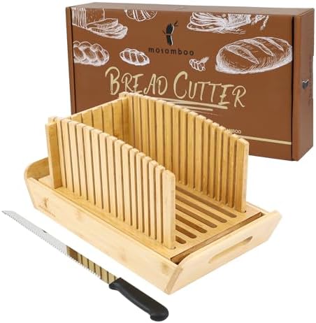 MOSOMBOO Bamboo Bread Slicer with Crumb Tray