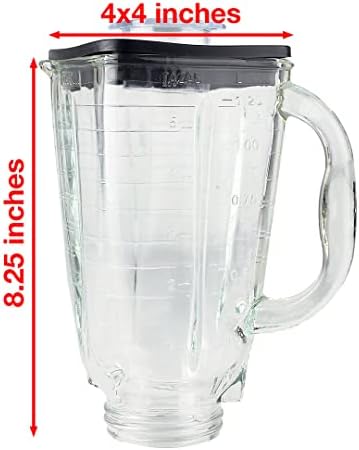 5 Cup Square Top Glass Jar with Lid Replacement for Oster Blenders