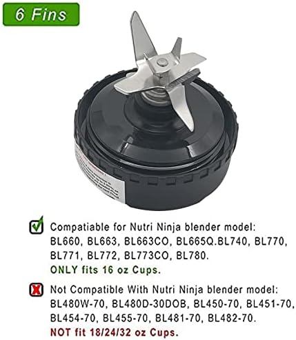 6 Fins Blender Blade Replacement for Ninja 16oz Cup