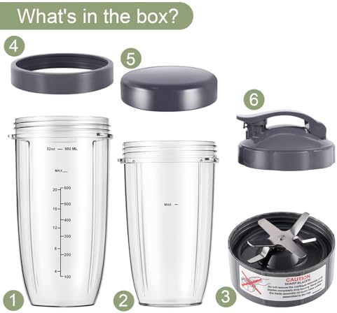 6-Piece Blender Replacement Set for Nutri Bullet