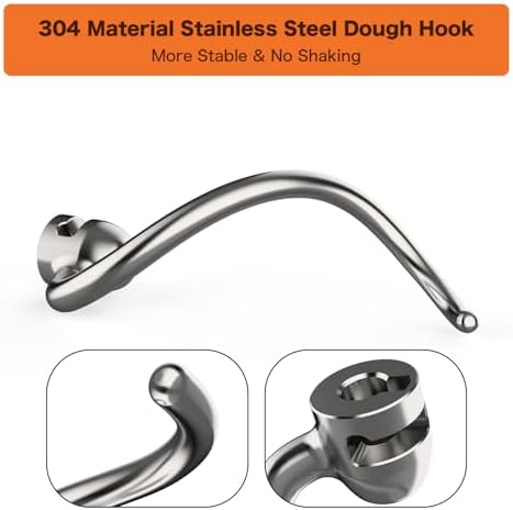 Stainless Steel Dough Hook Replacement for KitchenAid Mixers