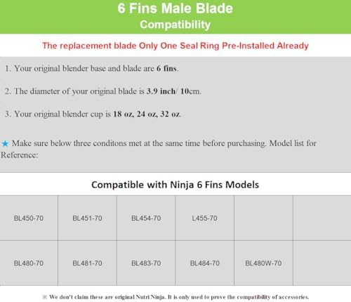 6 Fin Male Blade for Ninja Blender