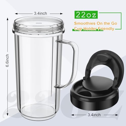 2 Pack Magic Bullet Blender Cups 22oz Replacement