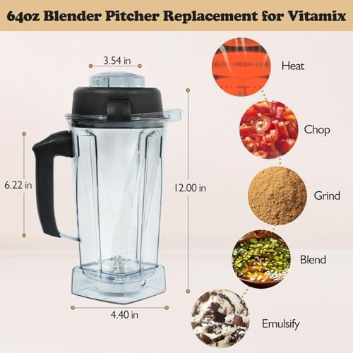 Nikkar 64oz Vitamix Blender Replacement Pitcher