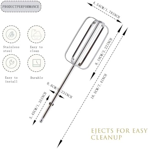 2 Pcs Stainless Steel Hand Mixer Beaters