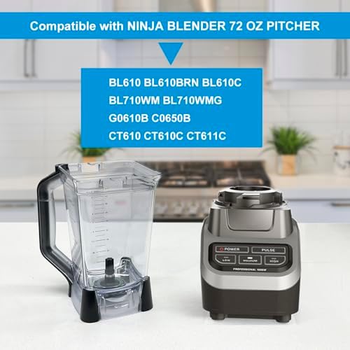 72 oz Blender Pitcher Replacement for Ninja BL610 BL710WM BL710WMC