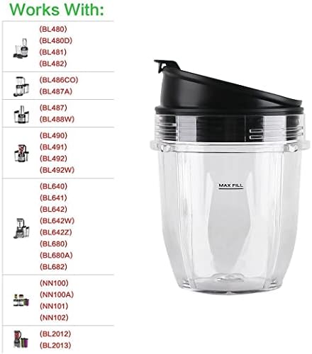 2 Pack Replacement Cups with Lid for Ninja Blender