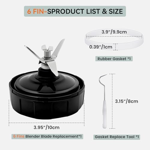 6 Fins Blender Blade Replacement for Ninja 900W 1000W