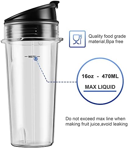 2-Pack Blender Replacement Cups with Sip Seal Lids for Ninja Blenders