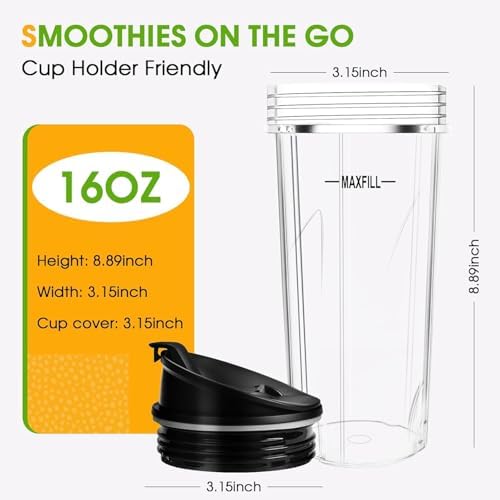 16oz Blender Cups Replacement for Ninja 3 Pack