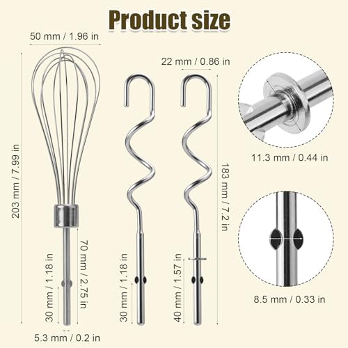 Gosknor Stainless Steel Hand Mixer Whisk Attachments Set