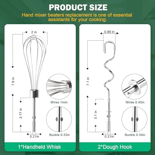 3PCS Stainless Steel Hand Mixer Whisk Attachment