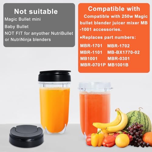 Poweka MB1001 Replacement Cups with Lids 3 Pack