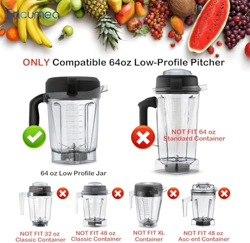 Sacumea 64 Oz Low Profile Blender Lid Replacement