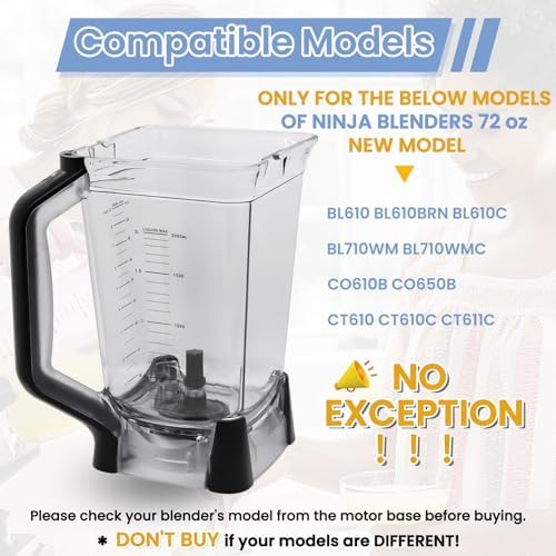 72oz Crusher Pitcher Replacement for Ninja BL610 BL710WMC CT610