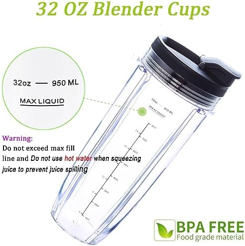 Replacement Blender Blade and 32oz Cup for Nutri Ninja
