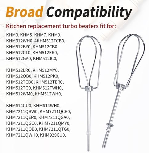 Stainless Steel Turbo Beaters for Hand Mixers 2 Pack