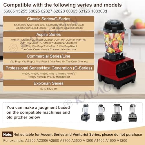 Kalageen 64 Oz Vitamix Blender Jar Replacement