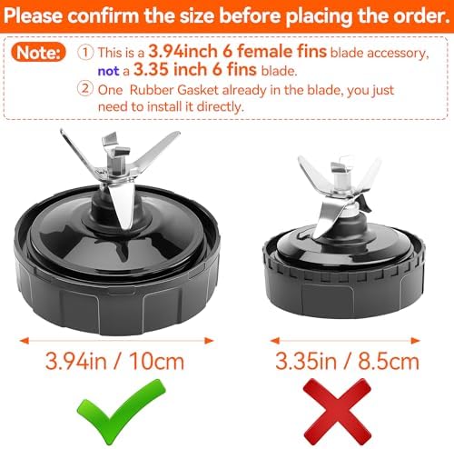 6 Female Fins Blender Blade Replacement for Ninja 4in