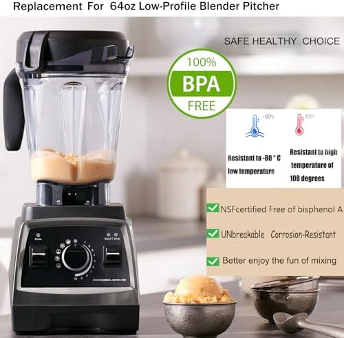 64oz Low-Profile Blender Pitcher for Vitamix