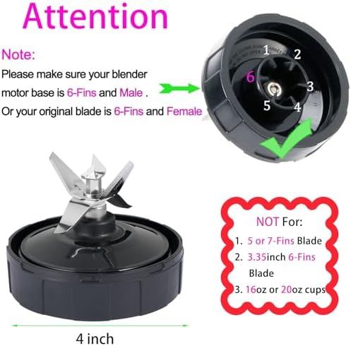 Upgrade Replacement 6-Fins Blender Blade for Ninja Auto iQ