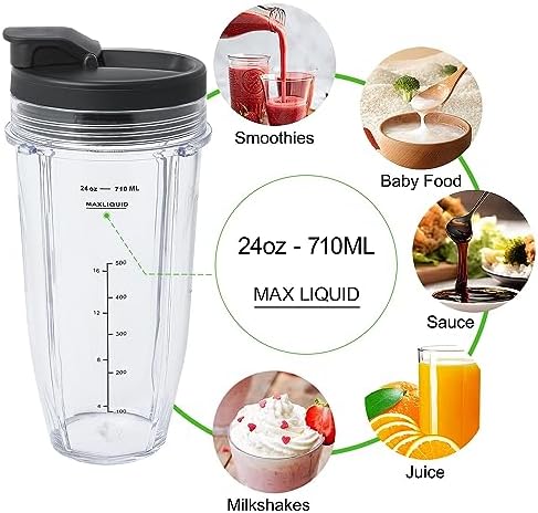 Blender Cups for Ninja 24oz Sip Seal Lid 2 Pack