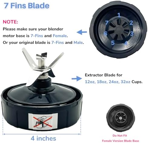 GENQORN 24 oz Blender Cups with Lids and Blade Replacement Parts
