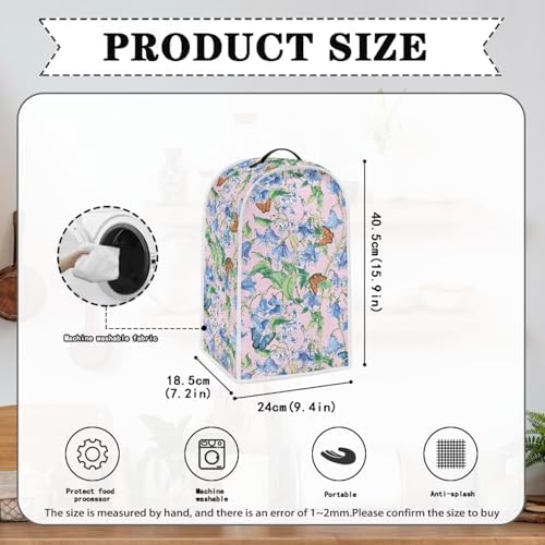 Blender Cover Blue Floral Butterfly Pattern