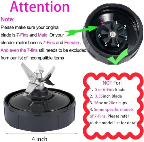 Replacement 4 Inch 7 Fins Male Blender Blade 1
