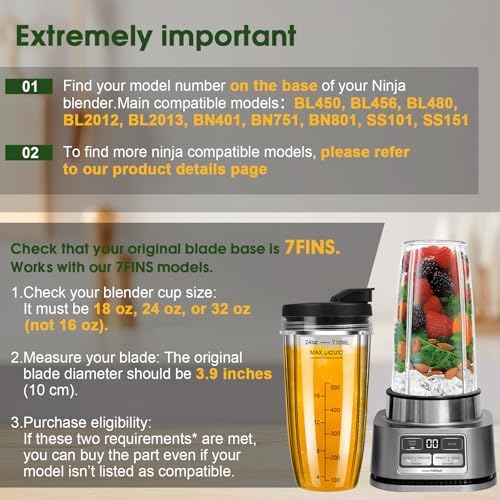 UBYNID 24oz Ninja Blender Cups 3 Pack