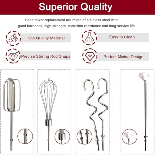 6-Piece Stainless Steel Hand Mixer Accessories Set