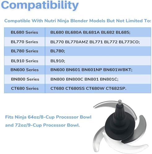 4 Blade Replacement for Ninja Blenders