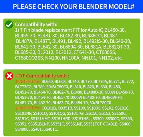 Replacement Parts for Ninja Blender 7 Fins Blade and Gasket