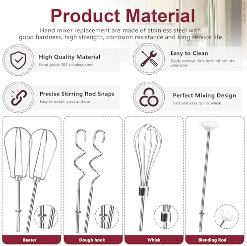 Stainless Steel Hand Mixer Set of 6