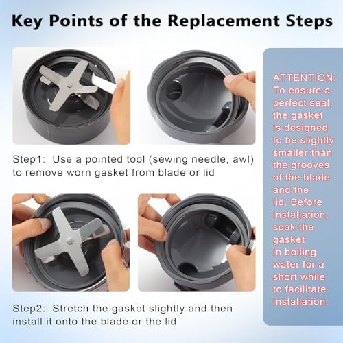 3 Pc Blender Gasket Replacement for NutriBullet 900 Series