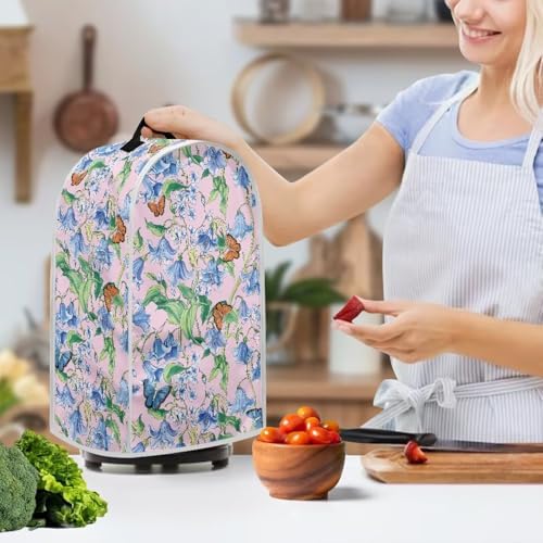 Blender Cover Blue Floral Butterfly Pattern