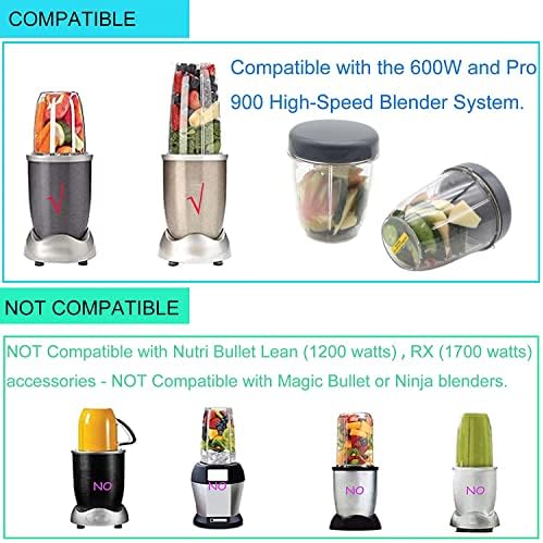 Blender Cups and Lids Replacement for Nutribullet 600W and 900W