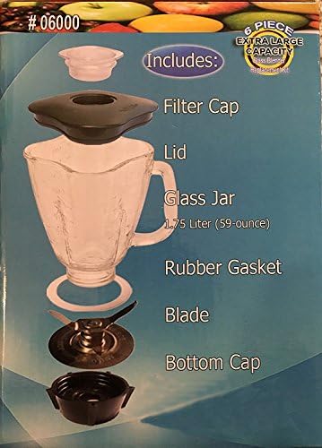 6 Piece Glass Blender Jar Set Replacement