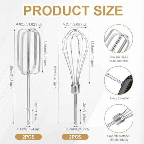 4pc Stainless Steel Hand Mixer Attachments Set