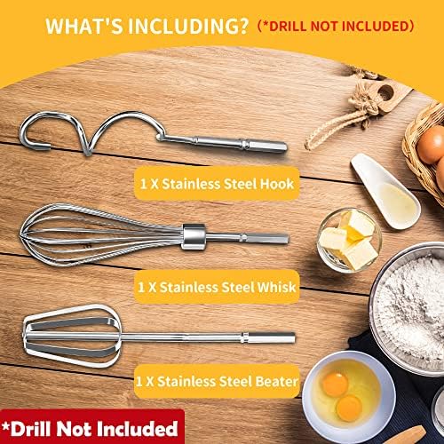 Homicozy 3-Piece Stainless Steel Hand Mixer Attachment Set
