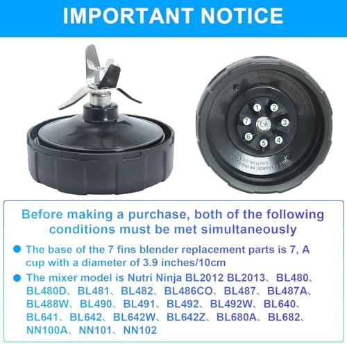 7 Fins Blender Blade Replacement for Ninja Auto iQ 1