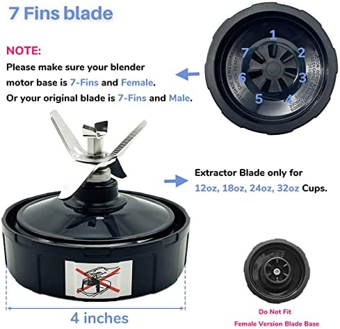 7-Fins Extractor Blade Base Replacement for Blender