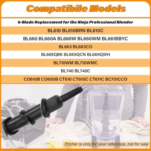 WARDFYT 6-Blade Replacement for Ninja Blender