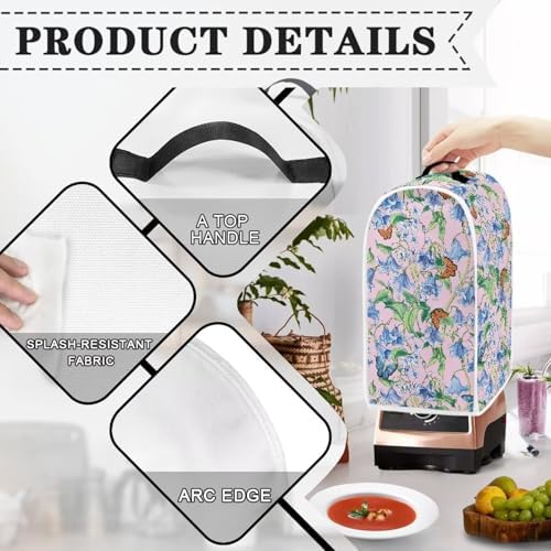 Blender Cover Blue Floral Butterfly Pattern